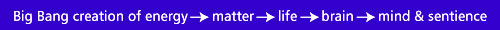 Big Gang creation of energy >> matter >> life >> brain >> mind & sentience
