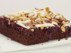 Chocolate Raspberry Bars with Almonds and Icing