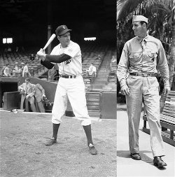 Hank Greenberg in his baseball (left) and military uniforms.