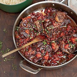 Wine Braised Lamb Stew with Dried Fruit and Olives